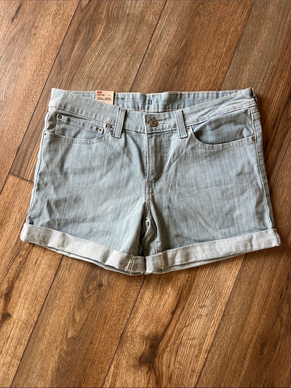 Levi's Light Blue Rolled Cuff Denim Shorts